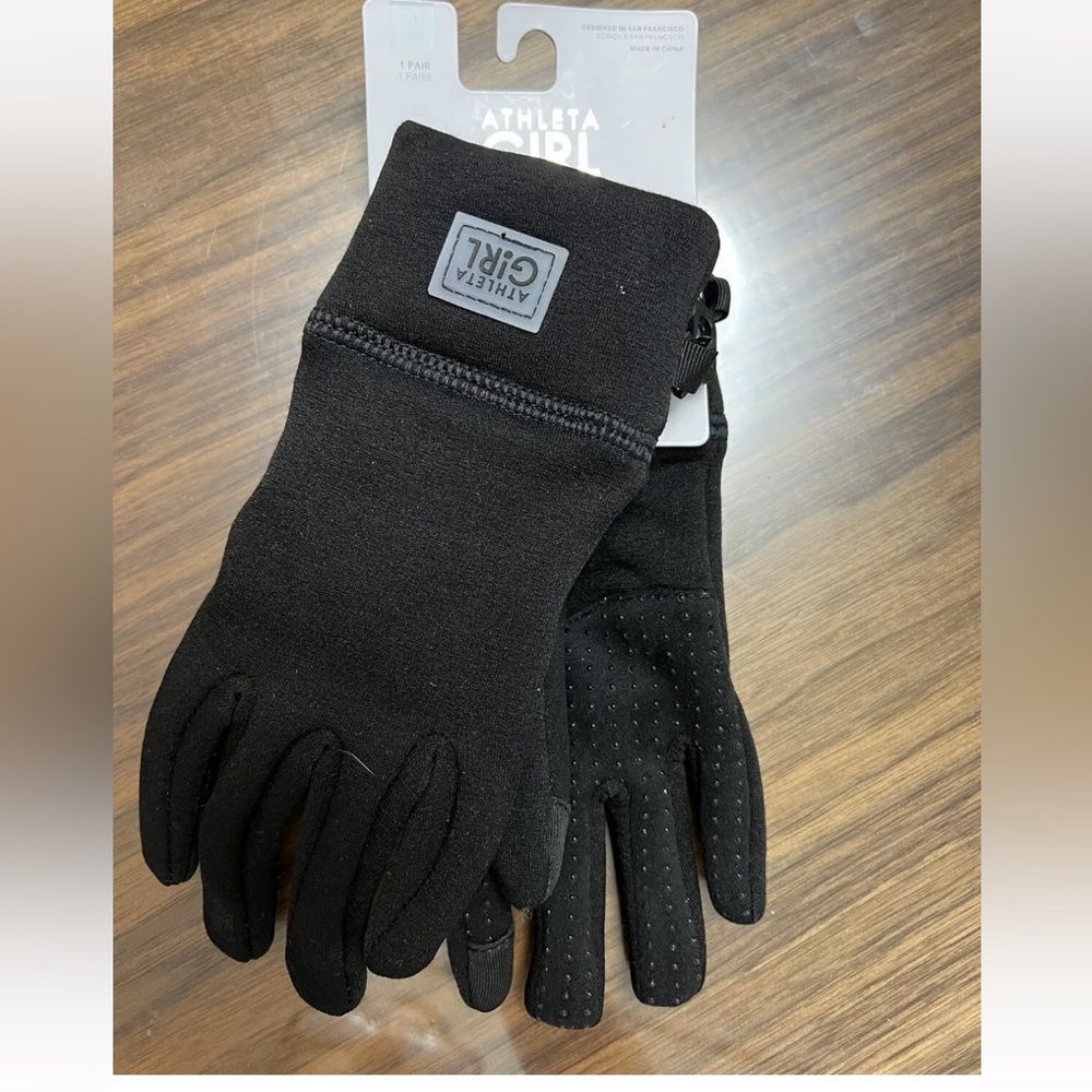 Athleta Girl Microfleece Gloves Black small medium s M S/M NIB NWT New Tags